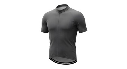 Sleek Dark Grey Men's Short-Sleeve Cycling Jersey, Performance Sportswear Apparel for Road Biking and Training, Studio Shot on White Background