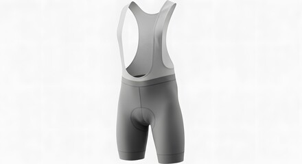 High-Performance Grey Cycling Bib Shorts with Integrated Shoulder Straps, Ergonomic Padded Athletic Wear for Road Biking and Training
