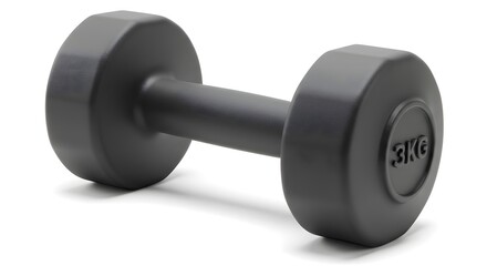 Obraz premium Single Black 3KG Hexagonal Dumbbell for Strength Training and Home Workouts, Isolated on White Background