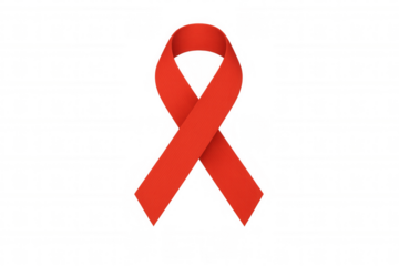 Red awareness ribbon symbolizing aids, hiv, and other health issues, showing support and solidarity on transparent background