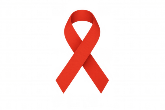 Red awareness ribbon symbolizing aids, hiv, and other health issues, showing support and solidarity on transparent background