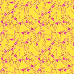 Cartoon sewing seamless buttons and scissors and pins pattern for wrapping paper and fabrics and linens and hobbies