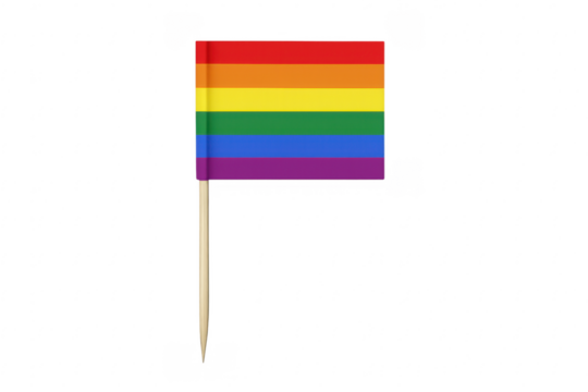 Rainbow pride flag on stick representing lgbtq+ community