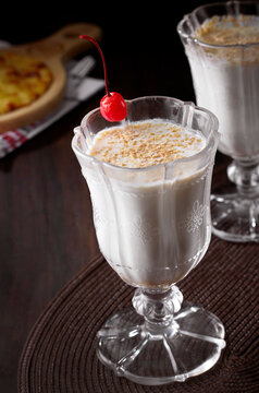Closeup of homemade drink, nut paste