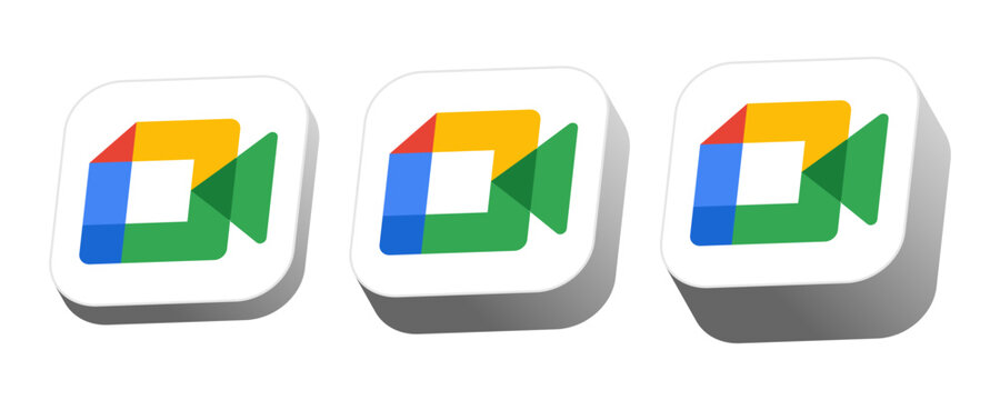 3d Google meet logo or icon . google meet app background banner , 3d rendering social media logo icon in 3d modern square frame. popular social network app icons