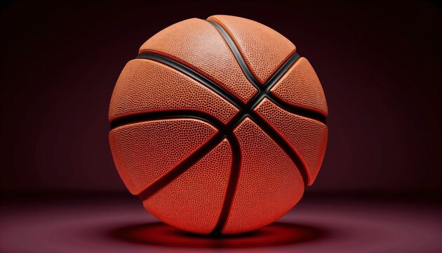 Realistic basketball on dark background with dramatic lighting  