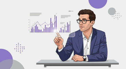 Analyst Inspecting Data Charts And Analyzing Information With Technical Approach