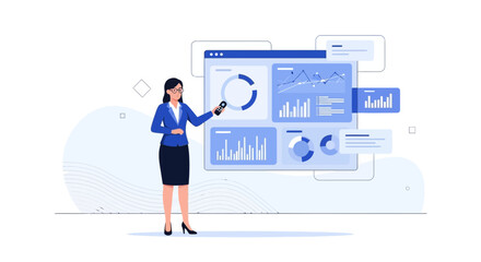 Analyst Presenting Data Insights On Screen, Visualizing Complex Information For Analysis Purposes