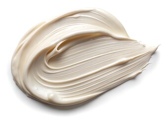 A thick creamy white cosmetic product smear texture isolated on transparent background