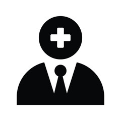 Obraz premium Doctor Silhouette with Medical Cross Symbol. Healthcare and Hospital Icon.