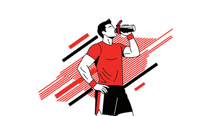 Athlete Drinks After Intense Workout Depicting Fitness, Health, And Well-Being