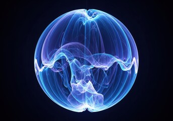 Glowing Blue Energy Sphere with Swirling Light Patterns abstract