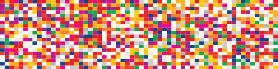 Abstract Seamless Multicolored Random Pixel Grid Background Digital Mosaic Texture for Party and Celebration Design