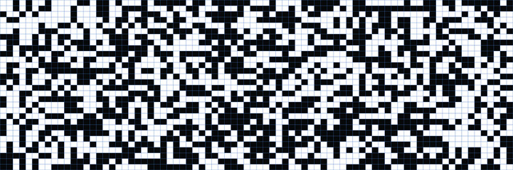 Fototapeta premium Seamless Black and White Digital Glitch Noise Pixel Grid Background Abstract Technology Mosaic Texture