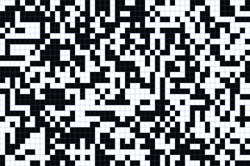 Fototapeta premium Abstract Seamless Black and White Chaotic Pixel Grid Background Digital Technology Glitch Mosaic Texture