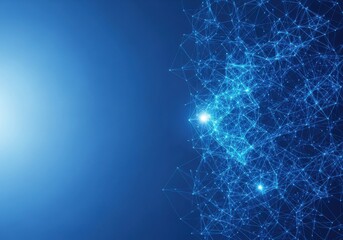 Abstract Blue Network Connections and Bright Light Effect technology digital