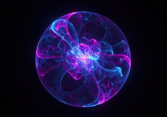 Abstract Glowing Sphere of Blue and Pink Energy Swirls bright circle