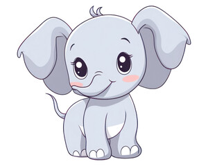 Fototapeta premium Elephant cartoon style drawing animal elephant.