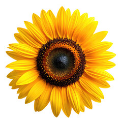 Fototapeta premium Radiant yellow sunflower with dark center against a black background