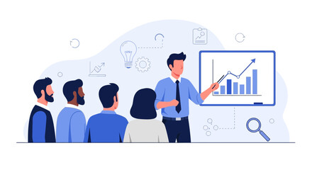 Business Growth Presentation, Team Collaboration and Data Analysis for Success