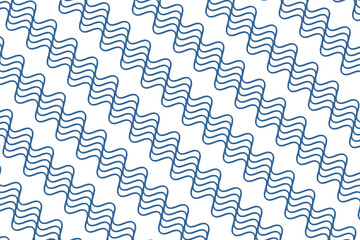 Diagonal waves background. Repeated blue curvy lines. Ocean, sea or river water pattern. Aqua texture. Naval ornament. Summer print. Swimming pool or aquarium liquid. Vector flat illustration.