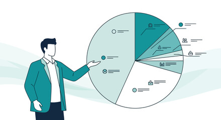 Business Presentation Illustrating Data Analysis and Strategic Planning with Infographics
