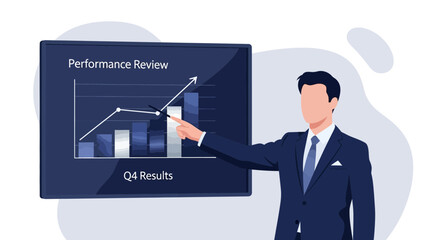 Business Presentation Illustrating Growth And Performance Review For Q4 Results