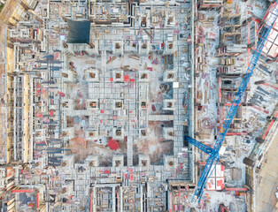 Aerial View Industrial Construction Site Development