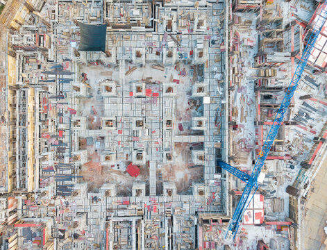 Aerial View Industrial Construction Site Development