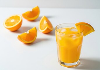 Freshly Squeezed Orange Juice with Ice and Orange Slices