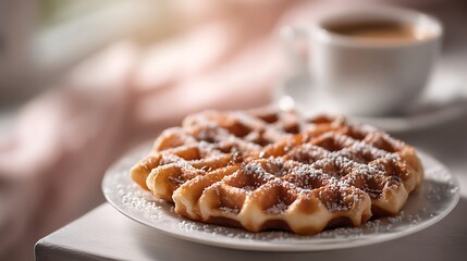 Belgian Waffle Isolated White Plate