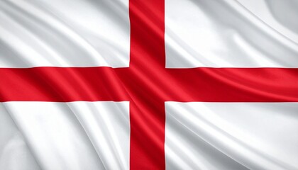 St George’s Cross flag on white field, bold red cross design, symbol of England’s heritage and national identity.