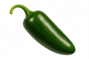 Fresh green jalapeño pepper, a spicy mexican chili ingredient for cooking, isolated on transparent background