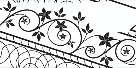 Luxury Ornamental Floral Vector Pattern | Black and White Decorative Swirl and Geometric Tile for Fashion, Fabric, Carpet, Interior and Graphic Design | Timeless Digital Art Texture