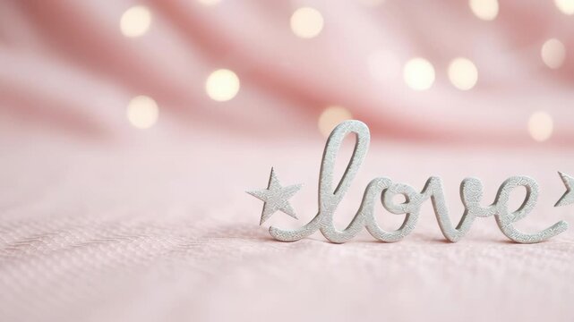 Valentine 2026 silver love glitter romantic bokeh decoration wedding proposal script star soft pink sentiment sparkle heart celebration