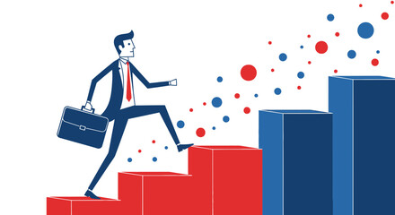 Businessman Climbing Stairs Concept Symbolizing Success, Growth, Achievement, And Progress