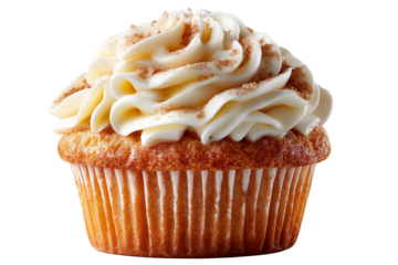 Vanilla cupcake topped with cream frosting, isolated on a white background. Clean and appetizing composition, ideal for bakery, dessert, or food branding. Stylized for realistic and high-quality prese