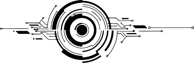 Abstract Tech Element: Minimalist Circle & Lines Design
