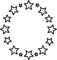 Black-line Stars Circle: Starry Arrangement of Outline Stars
