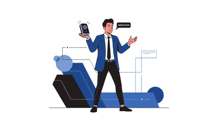 Businessman Showcasing New Technological Advancement With Modern Gadget And Innovation Concept