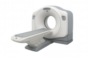 Ct scan machine for medical diagnosis, computer tomography equipment in healthcare facility, transparent background