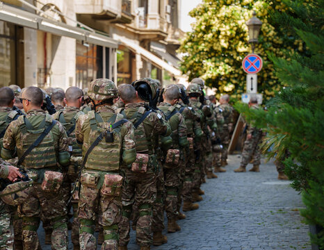Soldiers Gathered on Street