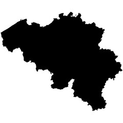 Editable detailed black vector silhouette of the country of Belgium.