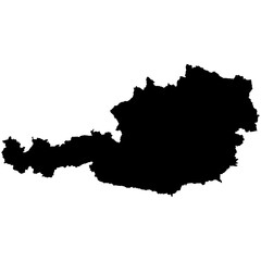 Editable detailed black vector silhouette of the country of Austria.