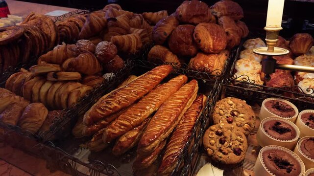 An Assortment of Bakery Items A Delightful Display Featuring a Variety of Pastries and Cookies Galore