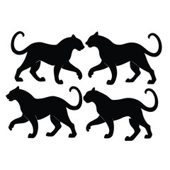 Panther Silhouette Collection on White Background