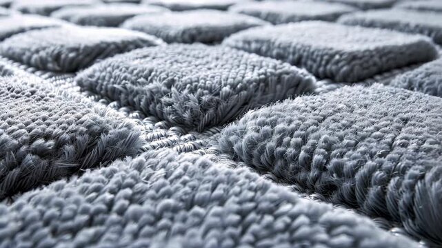 Textured Comfort: A close-up shot unveils the intricate texture of a soft, plush surface, possibly a rug or a quilted fabric. The raised.