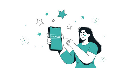 Celebrating Triumph Modern Design With Smartphone Depicting Achievement and Success Imagery