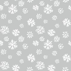 Winter seamless pattern with white snowflakes on color background. Vector illustration for fabric, textile wallpaper, posters, gift wrapping paper. Christmas vector illustration. Falling snow.