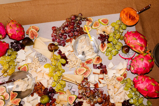 A table set with healthy catering options during a private gathering